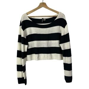 H&M Divided Navy Blue & White Stripe Knit Pullover Sweater M